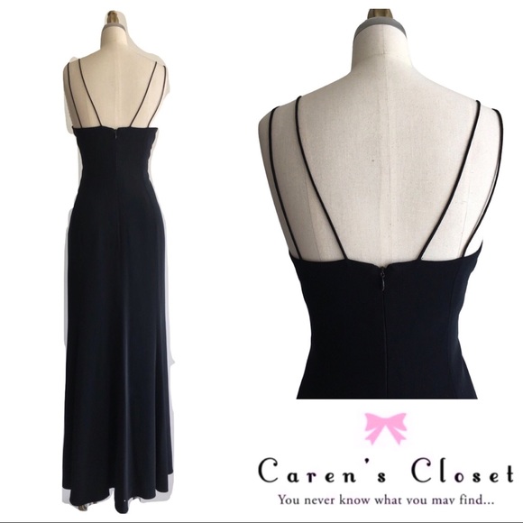 Tahari Black Rhinestone Art Deco Gown - Picture 6 of 6